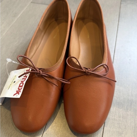 Mansur Gavriel Tan Leather Flats with Bow - Picture 7 of 7